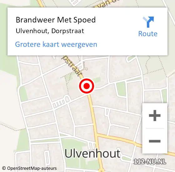 Locatie op kaart van de 112 melding: Brandweer Met Spoed Naar Ulvenhout, Dorpstraat op 4 augustus 2016 14:43