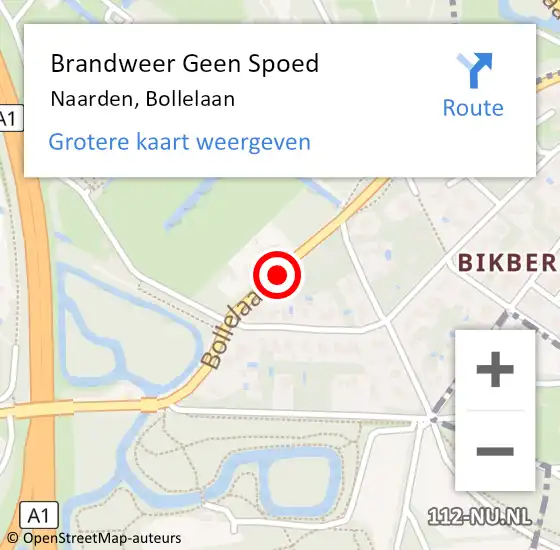 Locatie op kaart van de 112 melding: Brandweer Geen Spoed Naar Naarden, Bollelaan op 4 augustus 2016 14:52