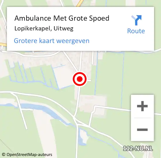 Locatie op kaart van de 112 melding: Ambulance Met Grote Spoed Naar Lopikerkapel, Uitweg op 4 augustus 2016 15:20