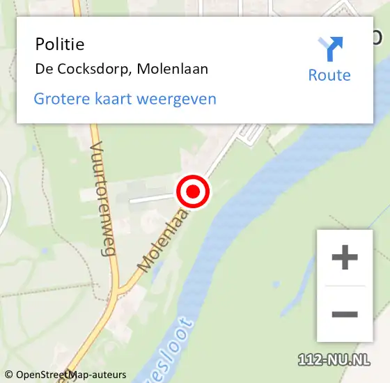 Locatie op kaart van de 112 melding: Politie De Cocksdorp, Molenlaan op 4 augustus 2016 16:28
