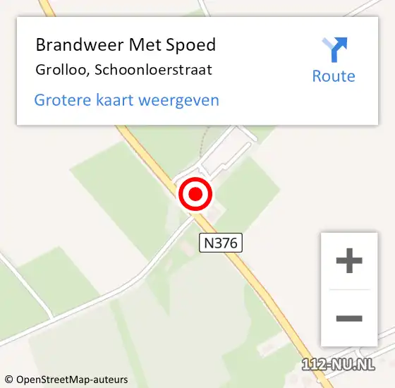 Locatie op kaart van de 112 melding: Brandweer Met Spoed Naar Grolloo, Schoonloerstraat op 4 augustus 2016 16:31