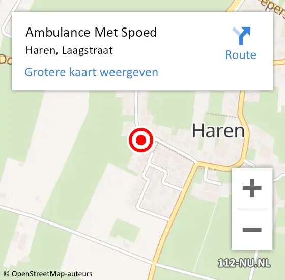 Locatie op kaart van de 112 melding: Ambulance Met Spoed Naar Haren, Laagstraat op 4 augustus 2016 17:39