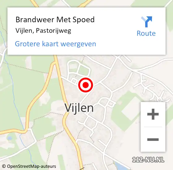 Locatie op kaart van de 112 melding: Brandweer Met Spoed Naar Vijlen, Pastorijweg op 4 augustus 2016 17:42