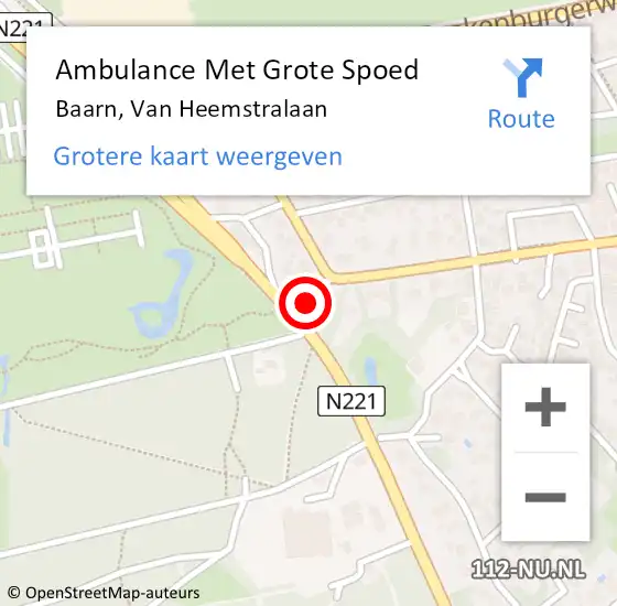 Locatie op kaart van de 112 melding: Ambulance Met Grote Spoed Naar Baarn, Van Heemstralaan op 4 augustus 2016 18:15