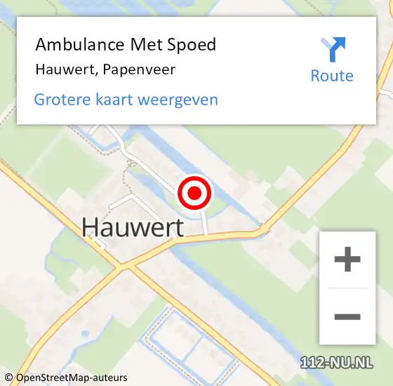 Locatie op kaart van de 112 melding: Ambulance Met Spoed Naar Hauwert, Papenveer op 4 augustus 2016 19:59