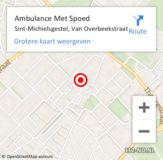 Locatie op kaart van de 112 melding: Ambulance Met Spoed Naar Sint-Michielsgestel, Van Overbeekstraat op 4 augustus 2016 20:00