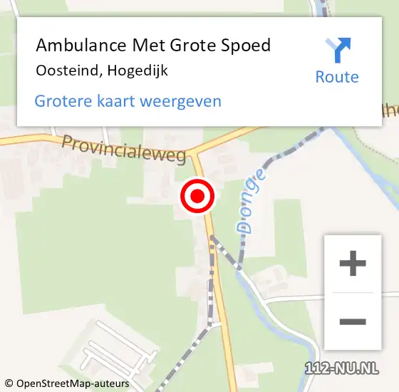 Locatie op kaart van de 112 melding: Ambulance Met Grote Spoed Naar Oosteind, Hogedijk op 4 augustus 2016 20:15