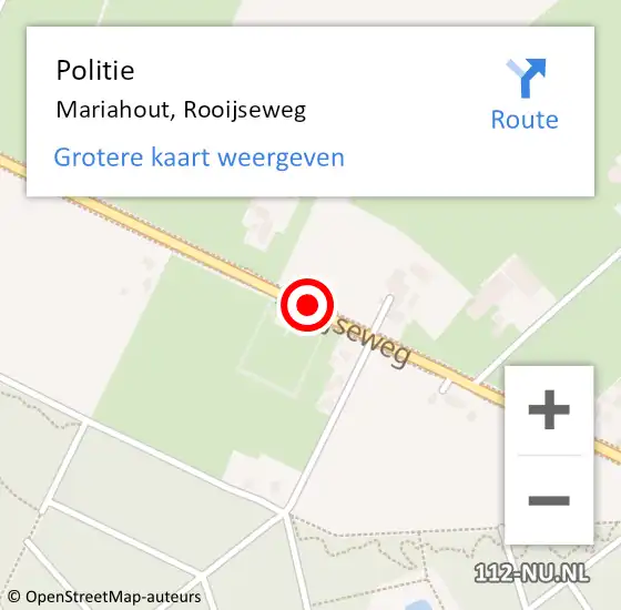 Locatie op kaart van de 112 melding: Politie Mariahout, Rooijseweg op 4 augustus 2016 21:28