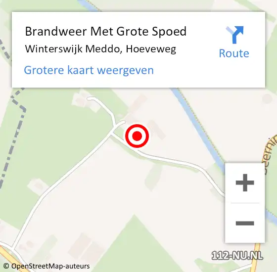 Locatie op kaart van de 112 melding: Brandweer Met Grote Spoed Naar Winterswijk Meddo, Hoeveweg op 4 augustus 2016 23:25