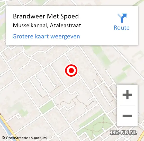 Locatie op kaart van de 112 melding: Brandweer Met Spoed Naar Musselkanaal, Azaleastraat op 5 augustus 2016 00:27