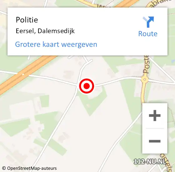 Locatie op kaart van de 112 melding: Politie Eersel, Dalemsedijk op 5 augustus 2016 00:40