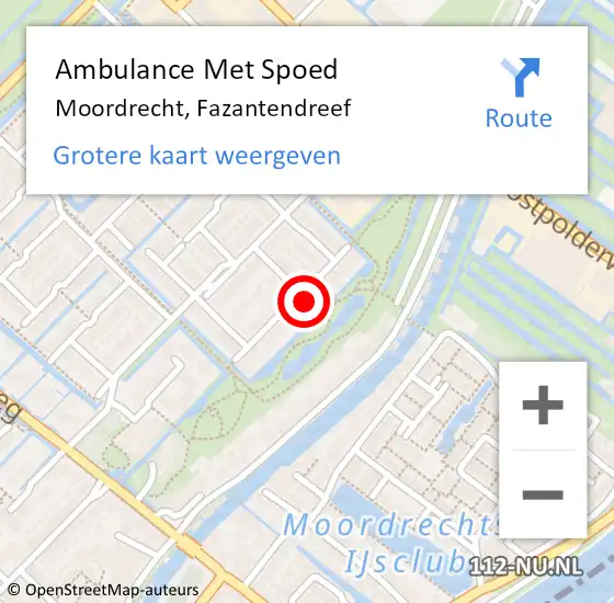 Locatie op kaart van de 112 melding: Ambulance Met Spoed Naar Moordrecht, Fazantendreef op 5 augustus 2016 00:43