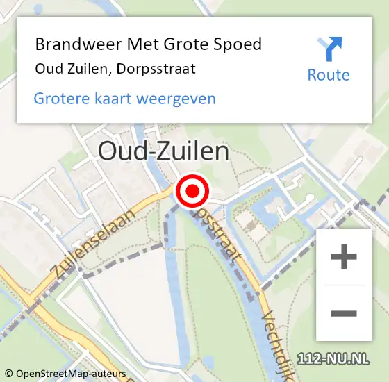 Locatie op kaart van de 112 melding: Brandweer Met Grote Spoed Naar Oud Zuilen, Dorpsstraat op 5 augustus 2016 01:09