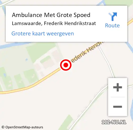 Locatie op kaart van de 112 melding: Ambulance Met Grote Spoed Naar Lamswaarde, Frederik Hendrikstraat op 5 augustus 2016 01:21