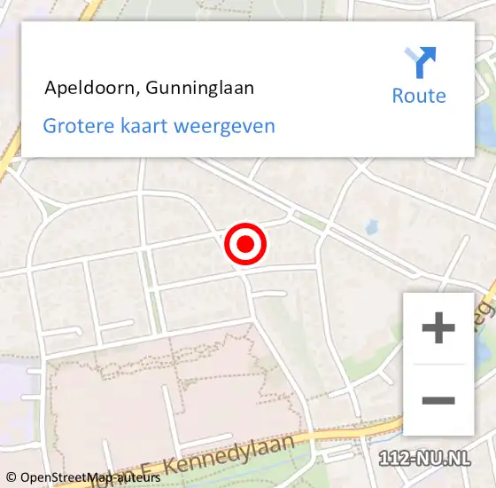 Locatie op kaart van de 112 melding:  Apeldoorn, Gunninglaan op 5 augustus 2016 02:44