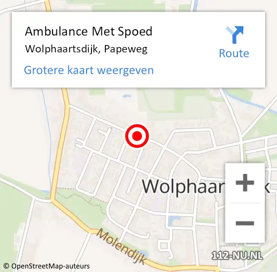 Locatie op kaart van de 112 melding: Ambulance Met Spoed Naar Wolphaartsdijk, Papeweg op 5 augustus 2016 08:27