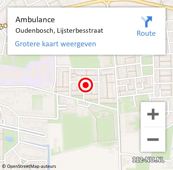 Locatie op kaart van de 112 melding: Ambulance Oudenbosch, Lijsterbesstraat op 5 augustus 2016 08:50