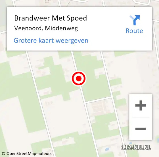 Locatie op kaart van de 112 melding: Brandweer Met Spoed Naar Veenoord, Middenweg op 23 december 2013 13:18