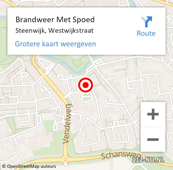 Locatie op kaart van de 112 melding: Brandweer Met Spoed Naar Steenwijk, Westwijkstraat op 5 augustus 2016 09:55