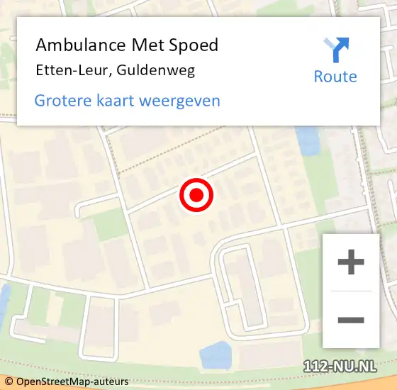 Locatie op kaart van de 112 melding: Ambulance Met Spoed Naar Etten-Leur, Guldenweg op 5 augustus 2016 10:20