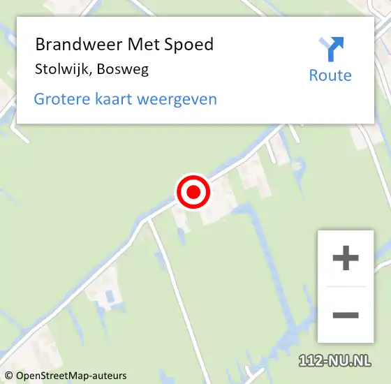 Locatie op kaart van de 112 melding: Brandweer Met Spoed Naar Stolwijk, Bosweg op 5 augustus 2016 10:28