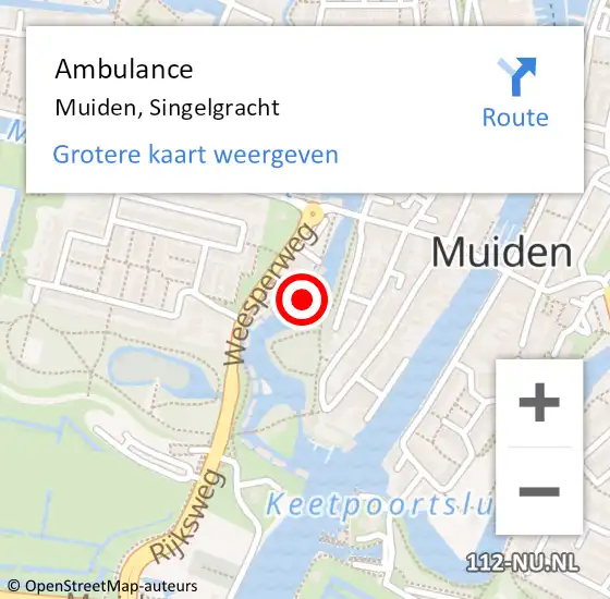 Locatie op kaart van de 112 melding: Ambulance Muiden, Singelgracht op 23 december 2013 13:27