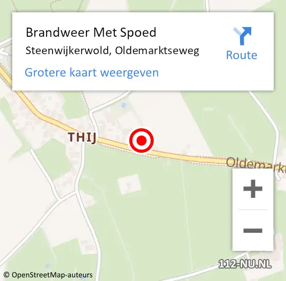 Locatie op kaart van de 112 melding: Brandweer Met Spoed Naar Steenwijkerwold, Oldemarktseweg op 5 augustus 2016 11:23