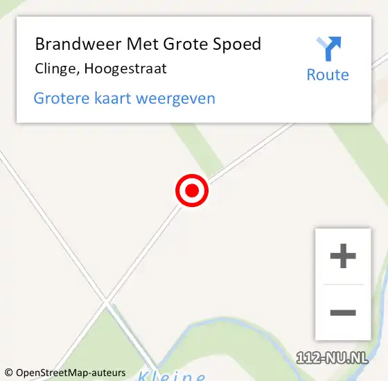 Locatie op kaart van de 112 melding: Brandweer Met Grote Spoed Naar Clinge, Hoogestraat op 5 augustus 2016 11:23