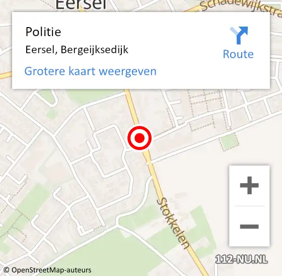 Locatie op kaart van de 112 melding: Politie Eersel, Bergeijksedijk op 5 augustus 2016 11:28