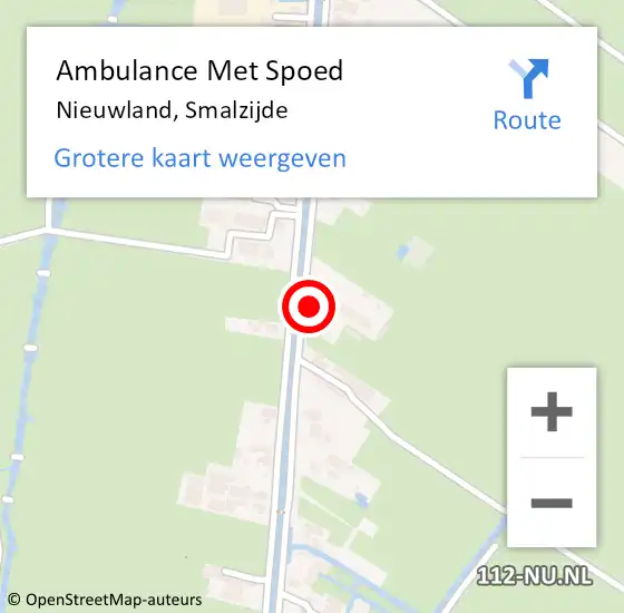 Locatie op kaart van de 112 melding: Ambulance Met Spoed Naar Nieuwland, Smalzijde op 5 augustus 2016 12:25