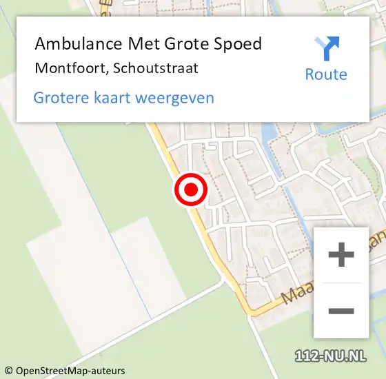 Locatie op kaart van de 112 melding: Ambulance Met Grote Spoed Naar Montfoort, Schoutstraat op 5 augustus 2016 12:32