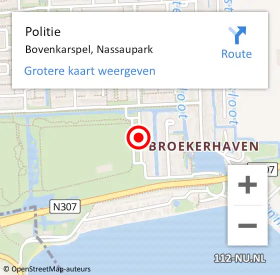 Locatie op kaart van de 112 melding: Politie Bovenkarspel, Nassaupark op 5 augustus 2016 12:58