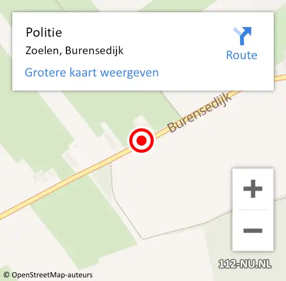 Locatie op kaart van de 112 melding: Politie Zoelen, Burensedijk op 5 augustus 2016 13:01