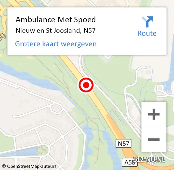 Locatie op kaart van de 112 melding: Ambulance Met Spoed Naar Nieuw- En Sint Joosland, N57 R op 5 augustus 2016 13:09