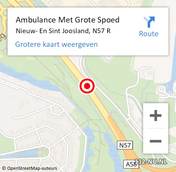 Locatie op kaart van de 112 melding: Ambulance Met Grote Spoed Naar Nieuw- En Sint Joosland, N57 R op 5 augustus 2016 13:13