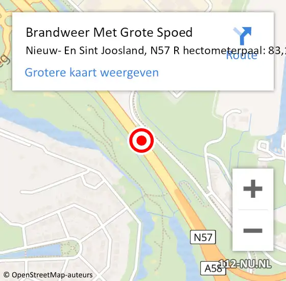 Locatie op kaart van de 112 melding: Brandweer Met Grote Spoed Naar Nieuw- En Sint Joosland, N57 R hectometerpaal: 83,4 op 5 augustus 2016 13:16