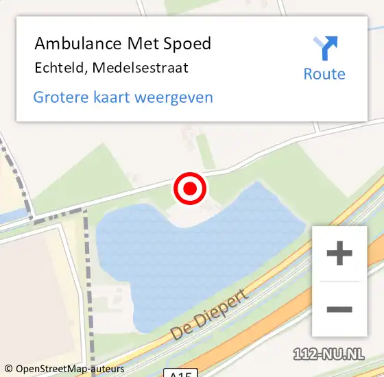 Locatie op kaart van de 112 melding: Ambulance Met Spoed Naar Echteld, Medelsestraat op 5 augustus 2016 13:57