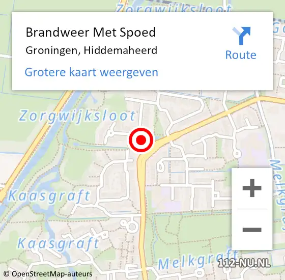 Locatie op kaart van de 112 melding: Brandweer Met Spoed Naar Groningen, Hiddemaheerd op 5 augustus 2016 14:29