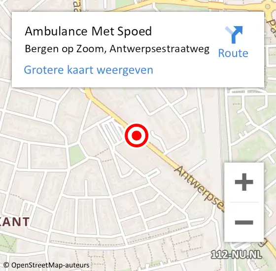 Locatie op kaart van de 112 melding: Ambulance Met Spoed Naar Bergen op Zoom, Antwerpsestraatweg op 5 augustus 2016 15:31