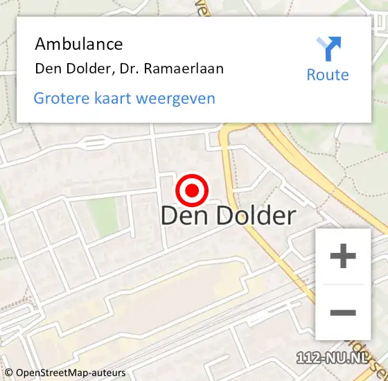 Locatie op kaart van de 112 melding: Ambulance Den Dolder, Dr. Ramaerlaan op 5 augustus 2016 15:34