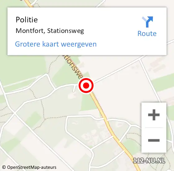 Locatie op kaart van de 112 melding: Politie Montfort, Stationsweg op 5 augustus 2016 16:25