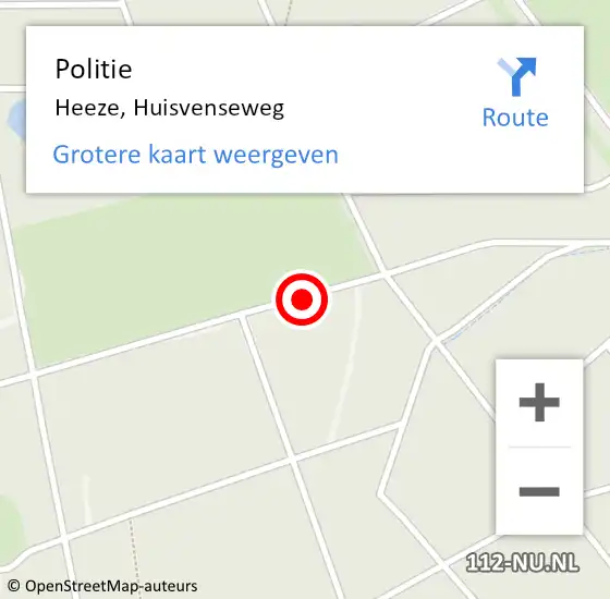 Locatie op kaart van de 112 melding: Politie Heeze, Huisvenseweg op 5 augustus 2016 16:40