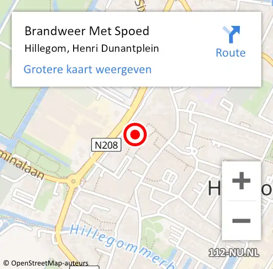 Locatie op kaart van de 112 melding: Brandweer Met Spoed Naar Hillegom, Henri Dunantplein op 5 augustus 2016 16:48