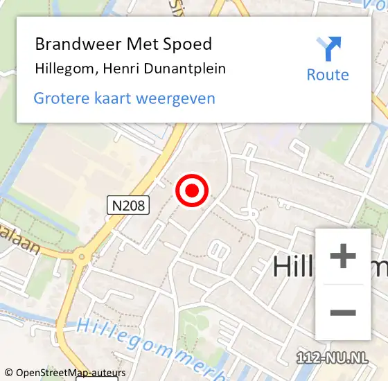 Locatie op kaart van de 112 melding: Brandweer Met Spoed Naar Hillegom, Henri Dunantplein op 5 augustus 2016 16:59