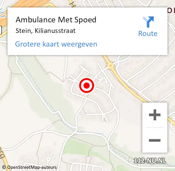 Locatie op kaart van de 112 melding: Ambulance Met Spoed Naar Stein, Kilianusstraat op 23 december 2013 14:03