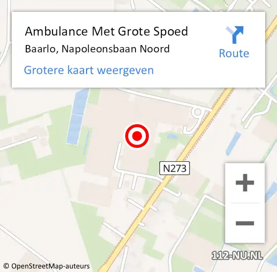 Locatie op kaart van de 112 melding: Ambulance Met Grote Spoed Naar Baarlo, Napoleonsbaan Noord op 5 augustus 2016 18:31