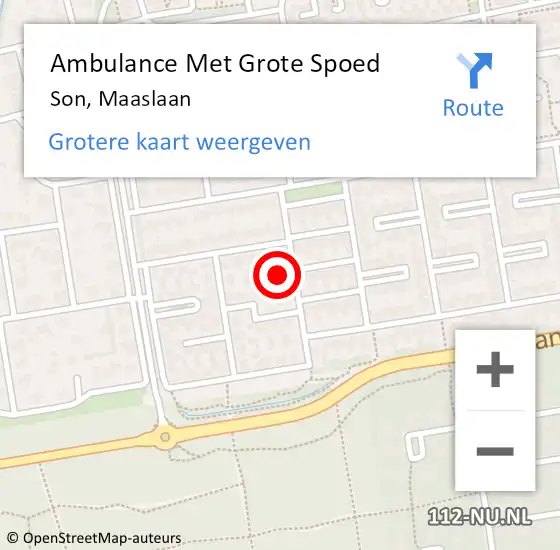 Locatie op kaart van de 112 melding: Ambulance Met Grote Spoed Naar Son, Maaslaan op 5 augustus 2016 19:30