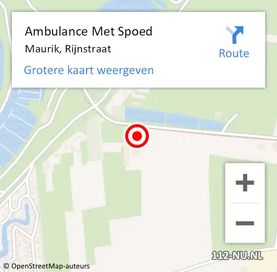 Locatie op kaart van de 112 melding: Ambulance Met Spoed Naar Maurik, Rijnstraat op 5 augustus 2016 19:39