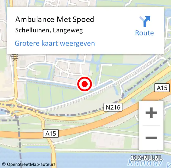 Locatie op kaart van de 112 melding: Ambulance Met Spoed Naar Schelluinen, Langeweg op 5 augustus 2016 20:24