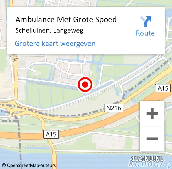 Locatie op kaart van de 112 melding: Ambulance Met Grote Spoed Naar Schelluinen, Langeweg op 5 augustus 2016 20:26